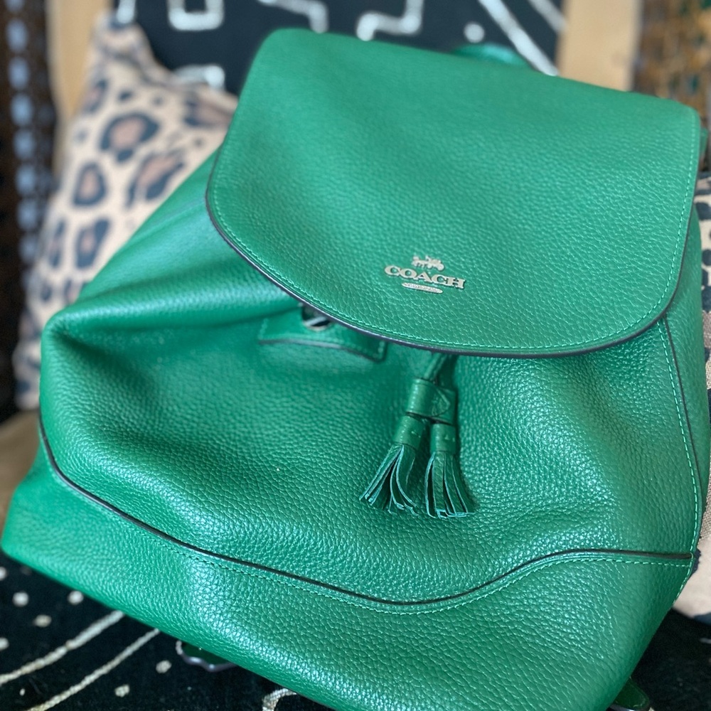 Coach Green Leather Backpack
